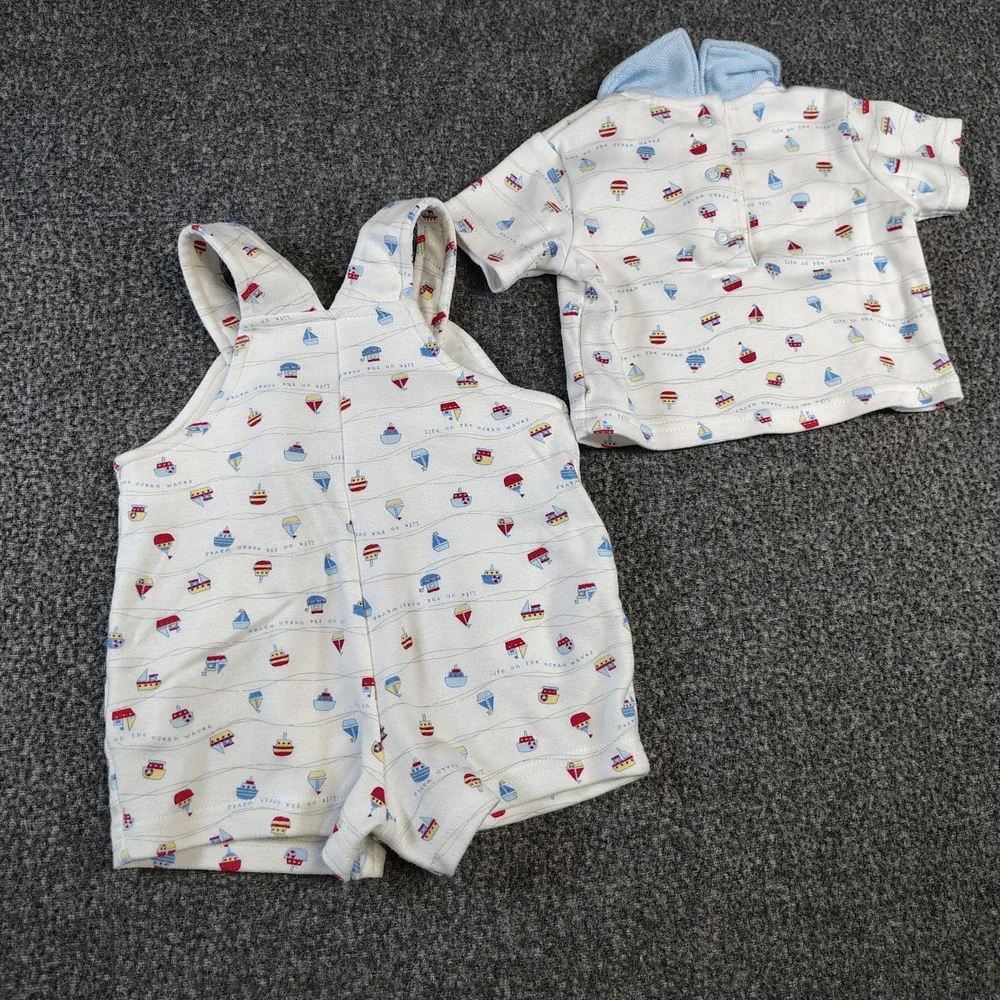 Vintage cookie monster overall set 3/6 months nautical sesame street
